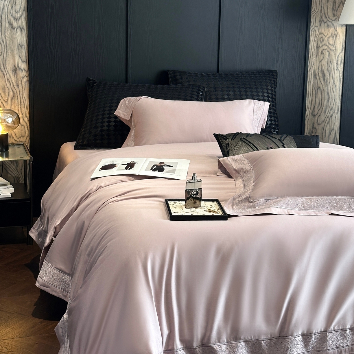 91家纺网 家纺一手货源 找家纺 时亿家居 2026新款100s长绒棉全棉纯棉四件套-奥斯丁 奥斯丁-梦幻紫