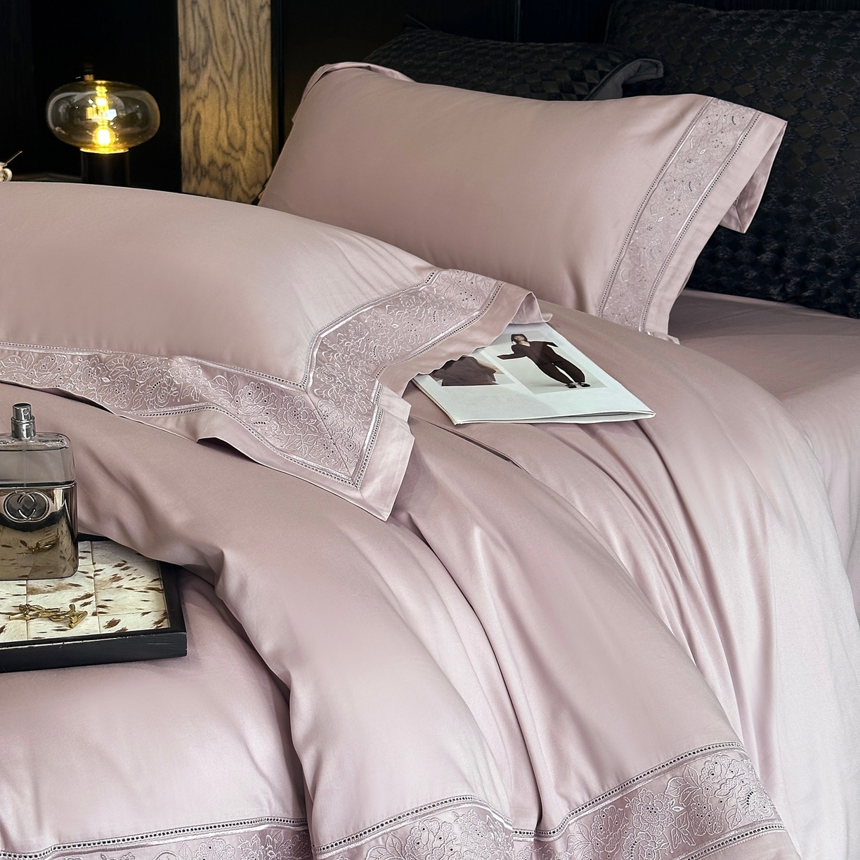 91家纺网 家纺一手货源 找家纺 时亿家居 2026新款100s长绒棉全棉纯棉四件套-奥斯丁 奥斯丁-梦幻紫