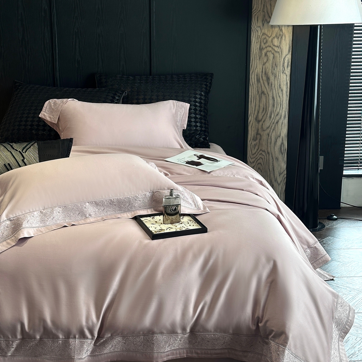 91家纺网 家纺一手货源 找家纺 时亿家居 2026新款100s长绒棉全棉纯棉四件套-奥斯丁 奥斯丁-梦幻紫