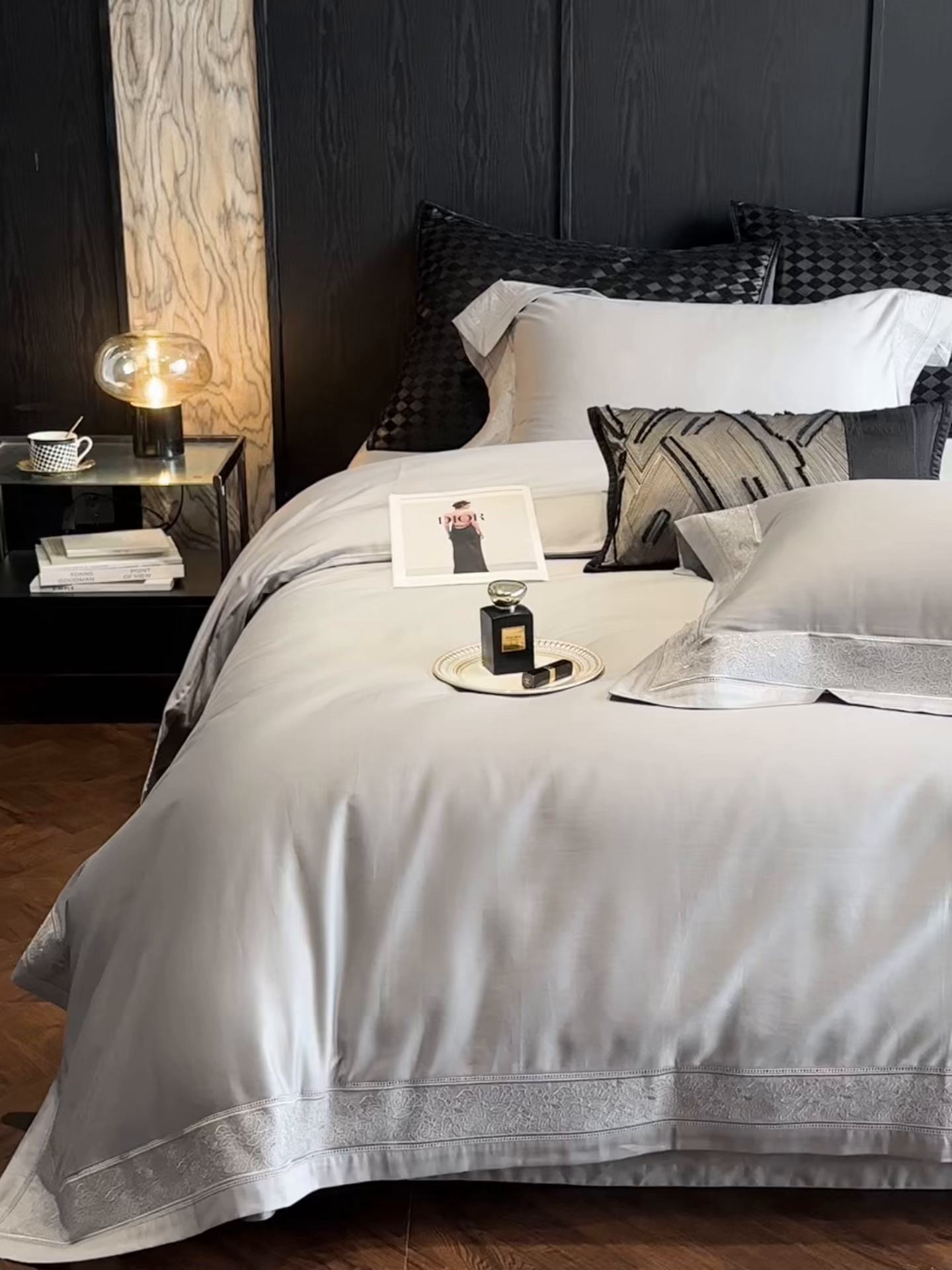 91家纺网 家纺一手货源 找家纺 时亿家居 2026新款100s长绒棉全棉纯棉四件套-奥斯丁 奥斯丁-时空灰