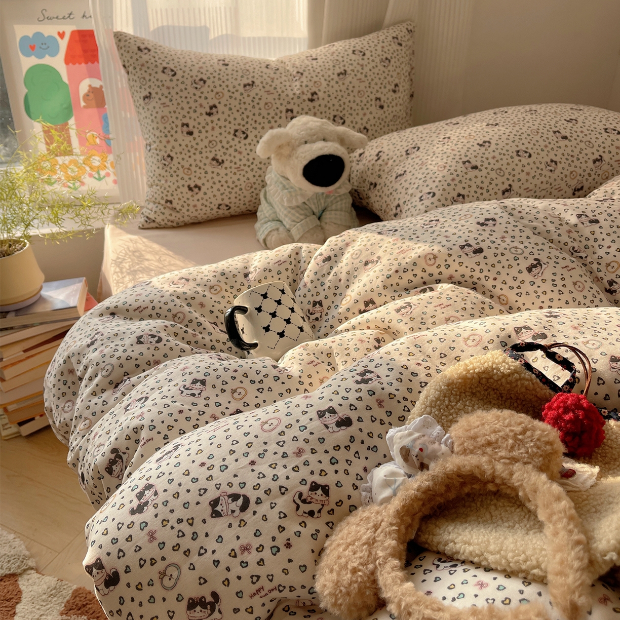 91家纺网 家纺一手货源 找家纺 （总）萝莉家纺 2026新款全棉双层纱四件套