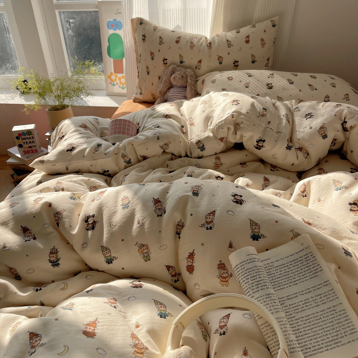 91家纺网 家纺一手货源 找家纺 萝莉家纺 2026新款全棉双层纱四件套 小人国