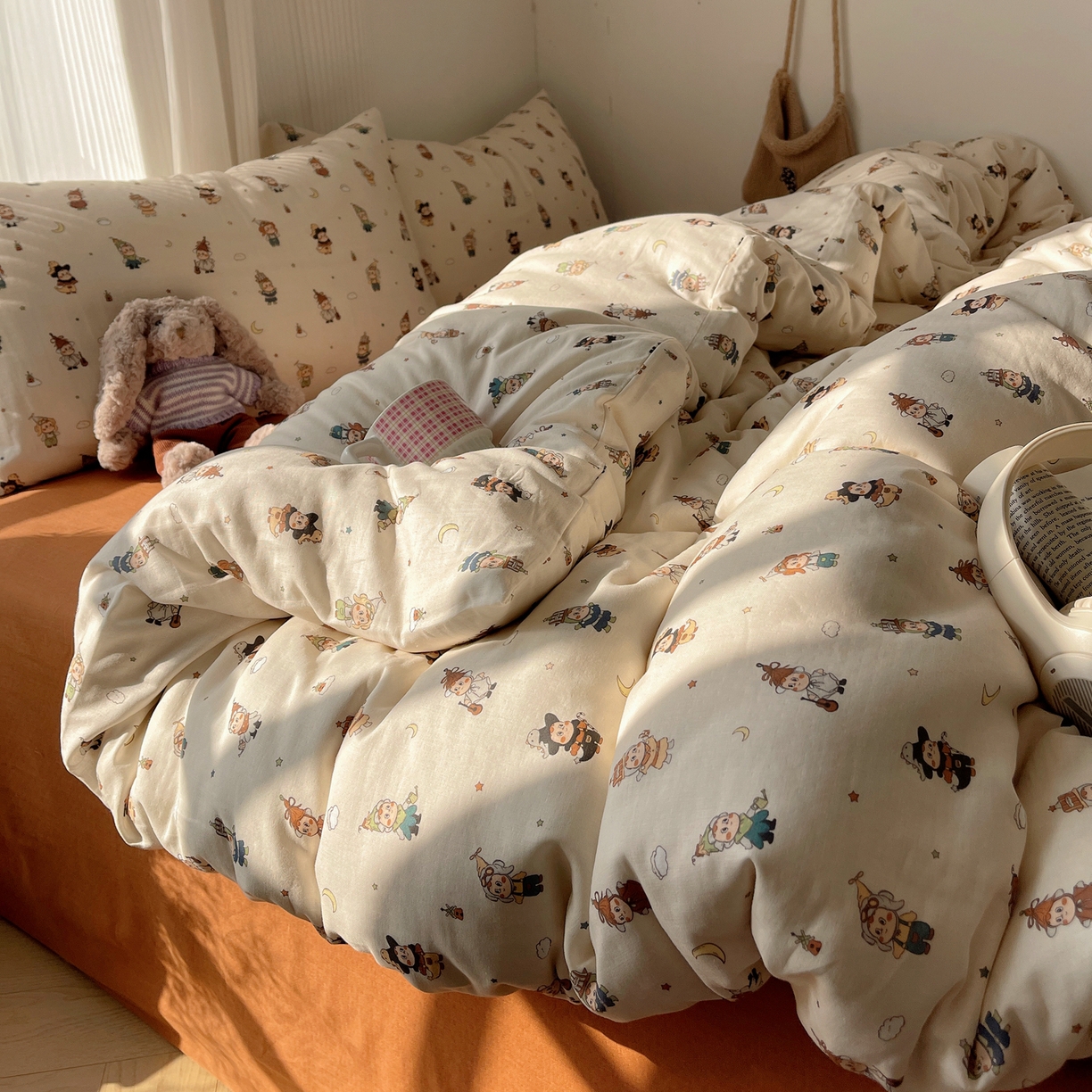 萝莉家纺 2026新款全棉双层纱四件套 小人国