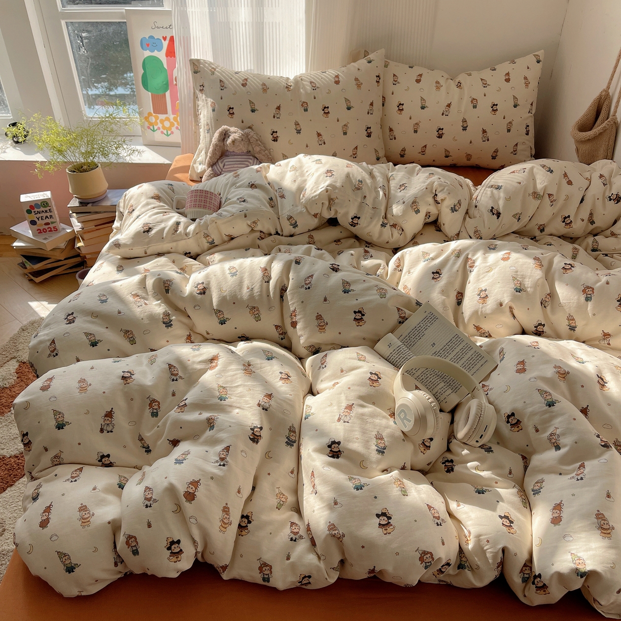 91家纺网 家纺一手货源 找家纺 萝莉家纺 2026新款全棉双层纱四件套 小人国