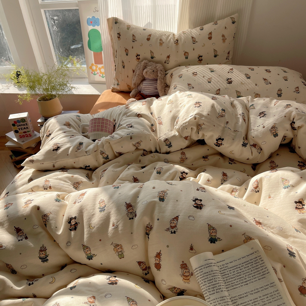 91家纺网 家纺一手货源 找家纺 萝莉家纺 2026新款全棉双层纱四件套 小人国