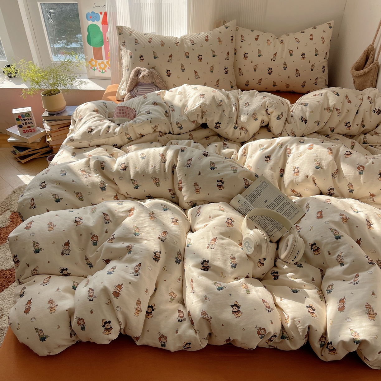 91家纺网 家纺一手货源 找家纺 萝莉家纺 2026新款全棉双层纱四件套 小人国