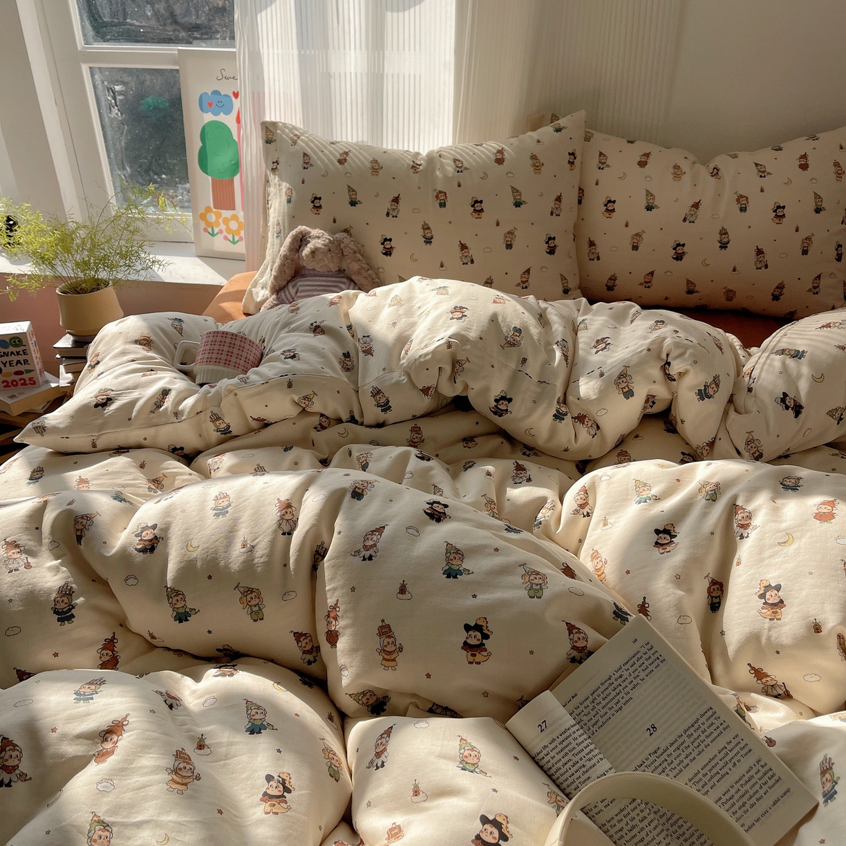 91家纺网 家纺一手货源 找家纺 萝莉家纺 2026新款全棉双层纱四件套 小人国