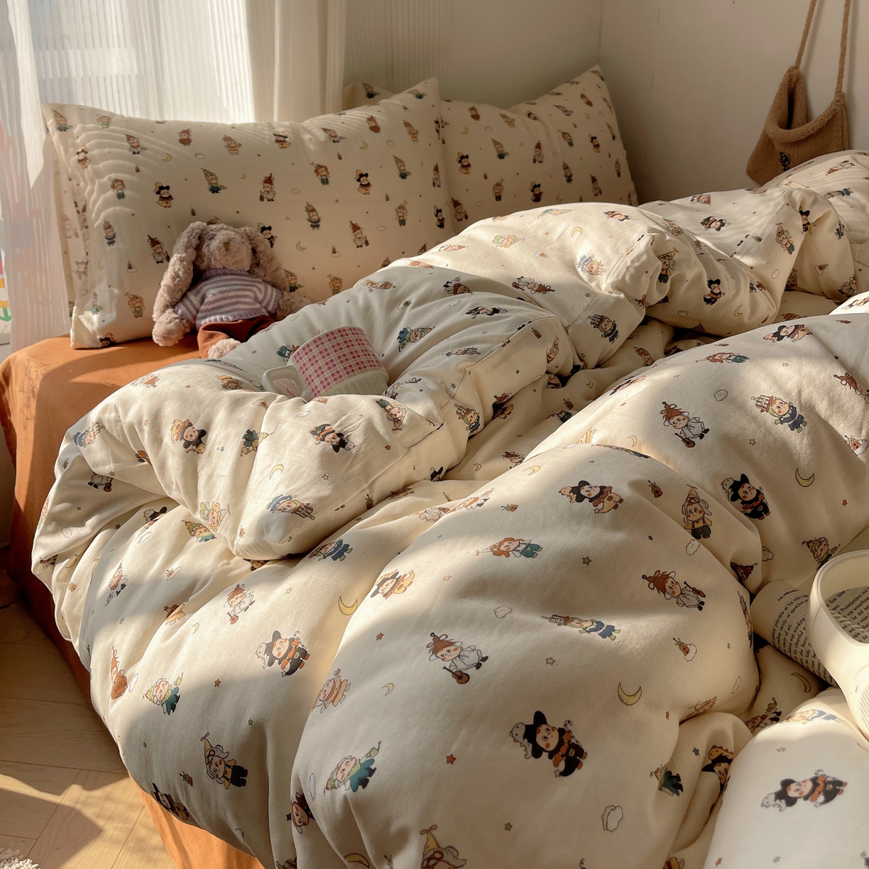 91家纺网 家纺一手货源 找家纺 萝莉家纺 2026新款全棉双层纱四件套 小人国