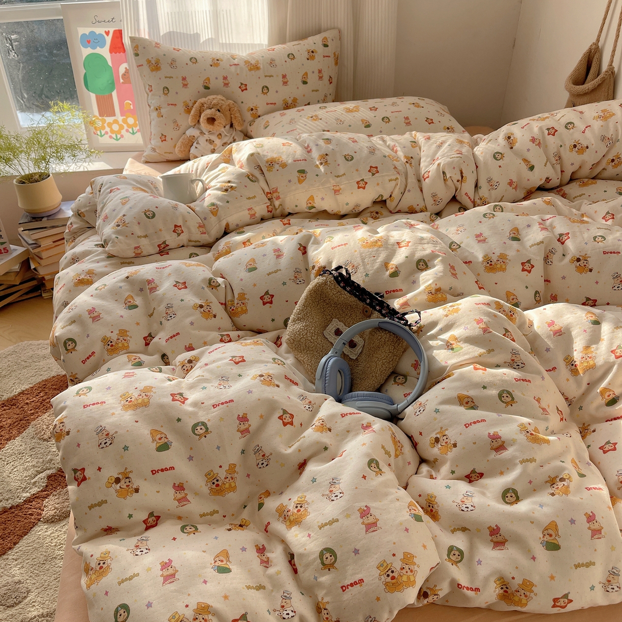 91家纺网 家纺一手货源 找家纺 萝莉家纺 2026新款全棉双层纱四件套 魔术的梦想