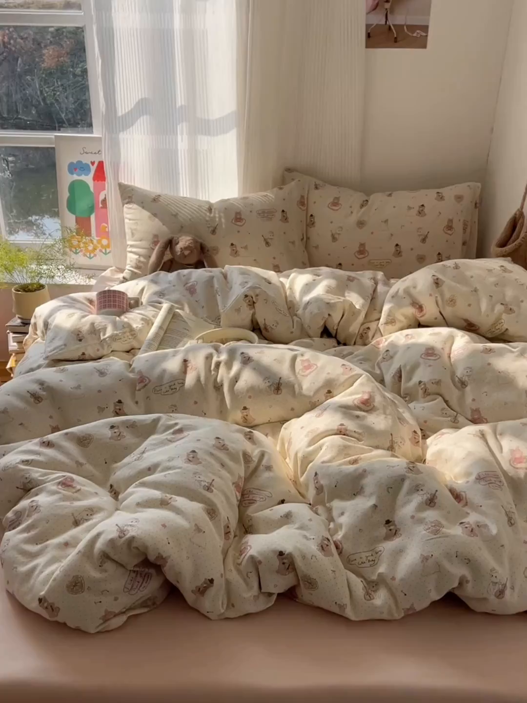 91家纺网 家纺一手货源 找家纺 萝莉家纺 2026新款全棉双层纱四件套 音乐派对