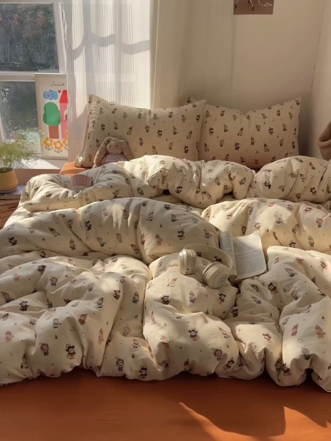 91家纺网 家纺一手货源 找家纺 萝莉家纺 2026新款全棉双层纱四件套 小人国