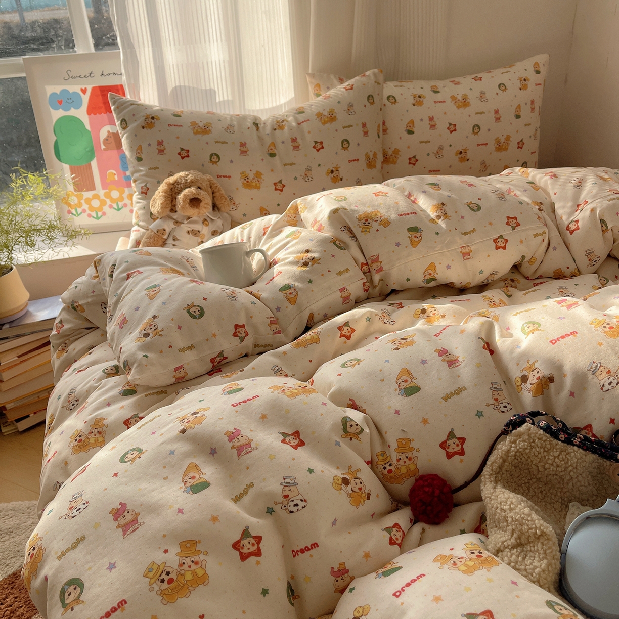 91家纺网 家纺一手货源 找家纺 萝莉家纺 2026新款全棉双层纱四件套 魔术的梦想