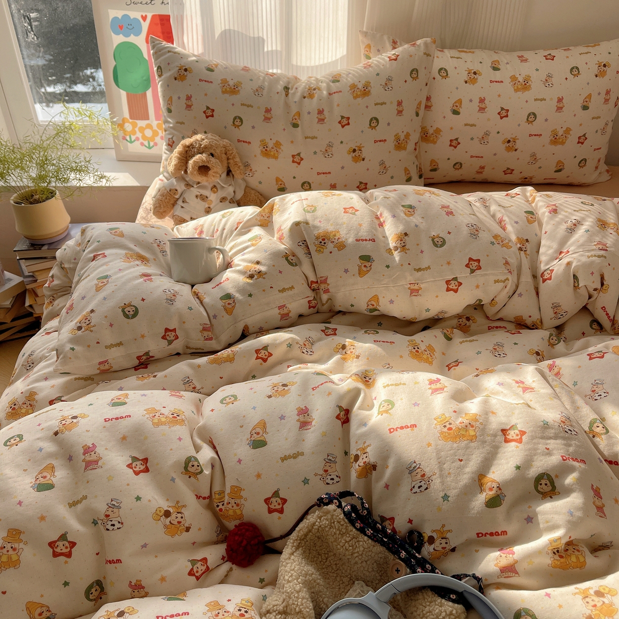 91家纺网 家纺一手货源 找家纺 萝莉家纺 2026新款全棉双层纱四件套 魔术的梦想