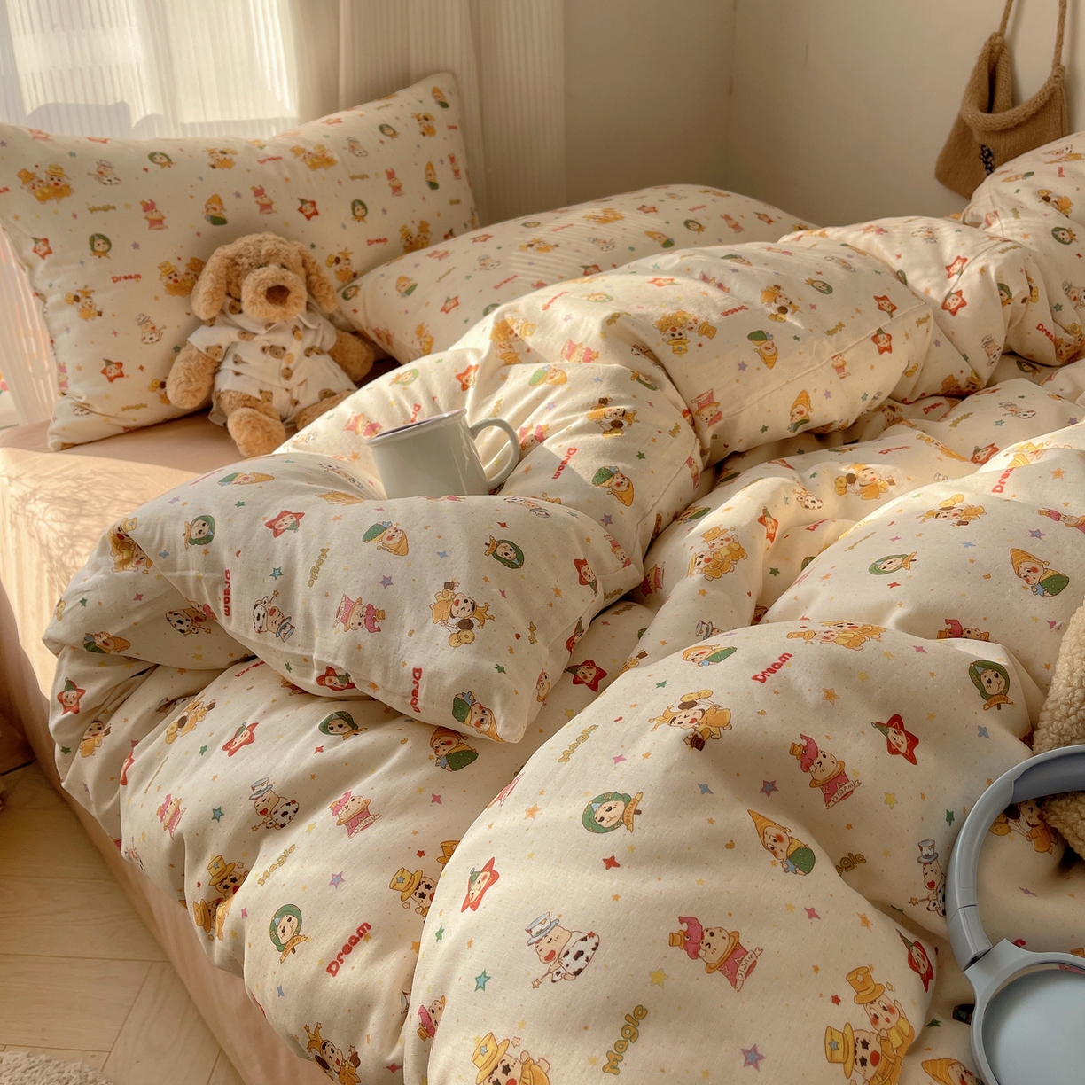 91家纺网 家纺一手货源 找家纺 萝莉家纺 2026新款全棉双层纱四件套 魔术的梦想