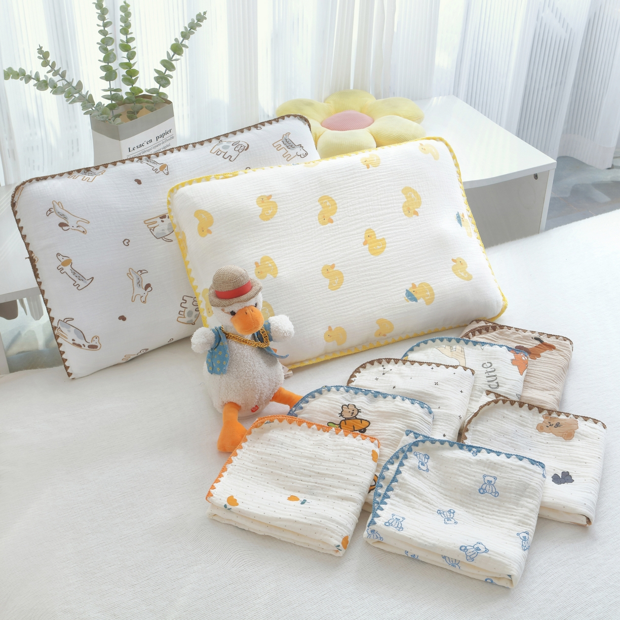 91家纺网 家纺一手货源 找家纺 （总）布凡家居 2026新款A类全棉皱皱纱儿童枕套