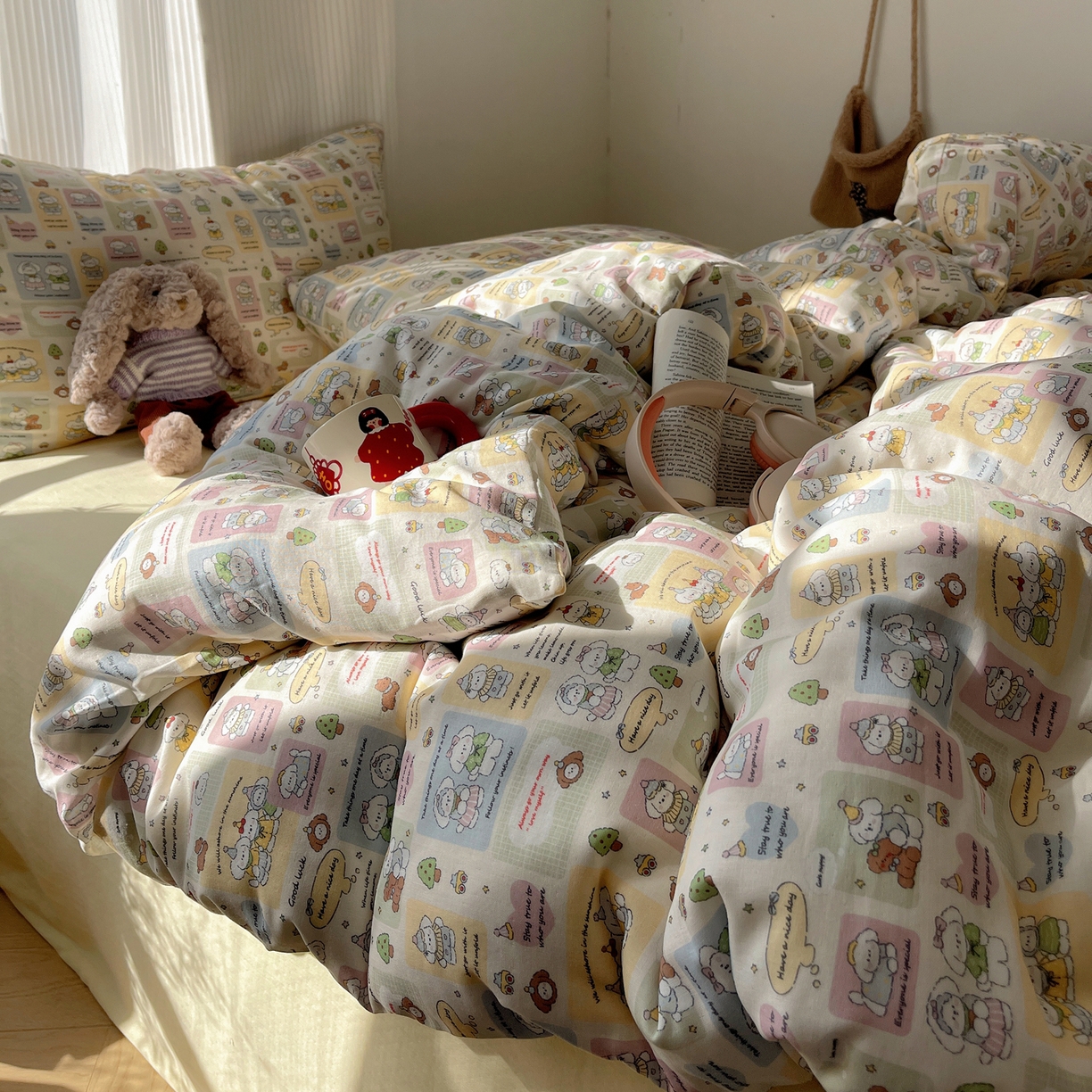 萝莉家纺 2026新款全棉双层纱四件套 开心的一天