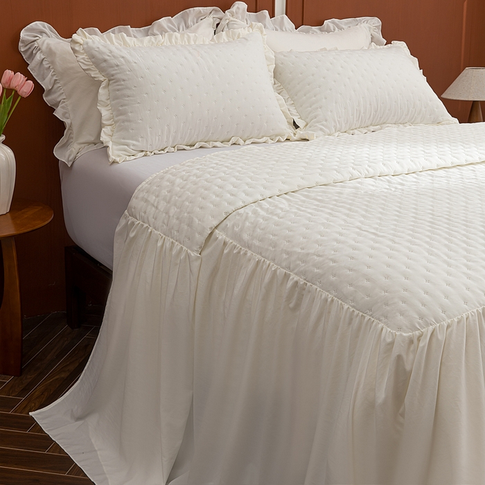 91家纺网 家纺一手货源 找家纺 （总）恩和家纺 2026新款跨境专供米粒纹美式夹棉床罩