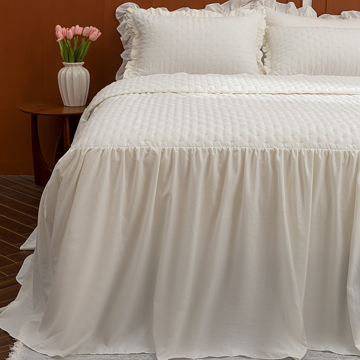 91家纺网 家纺一手货源 找家纺 （总）恩和家纺 2026新款跨境专供米粒纹美式夹棉床罩