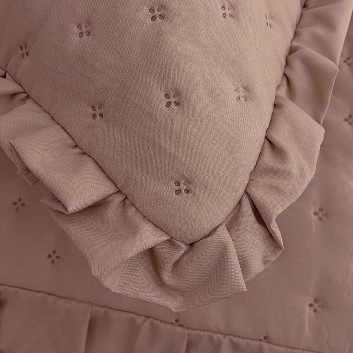 91家纺网 家纺一手货源 找家纺 恩和家纺 2026新款跨境专供米粒纹美式夹棉床罩 豆沙粉