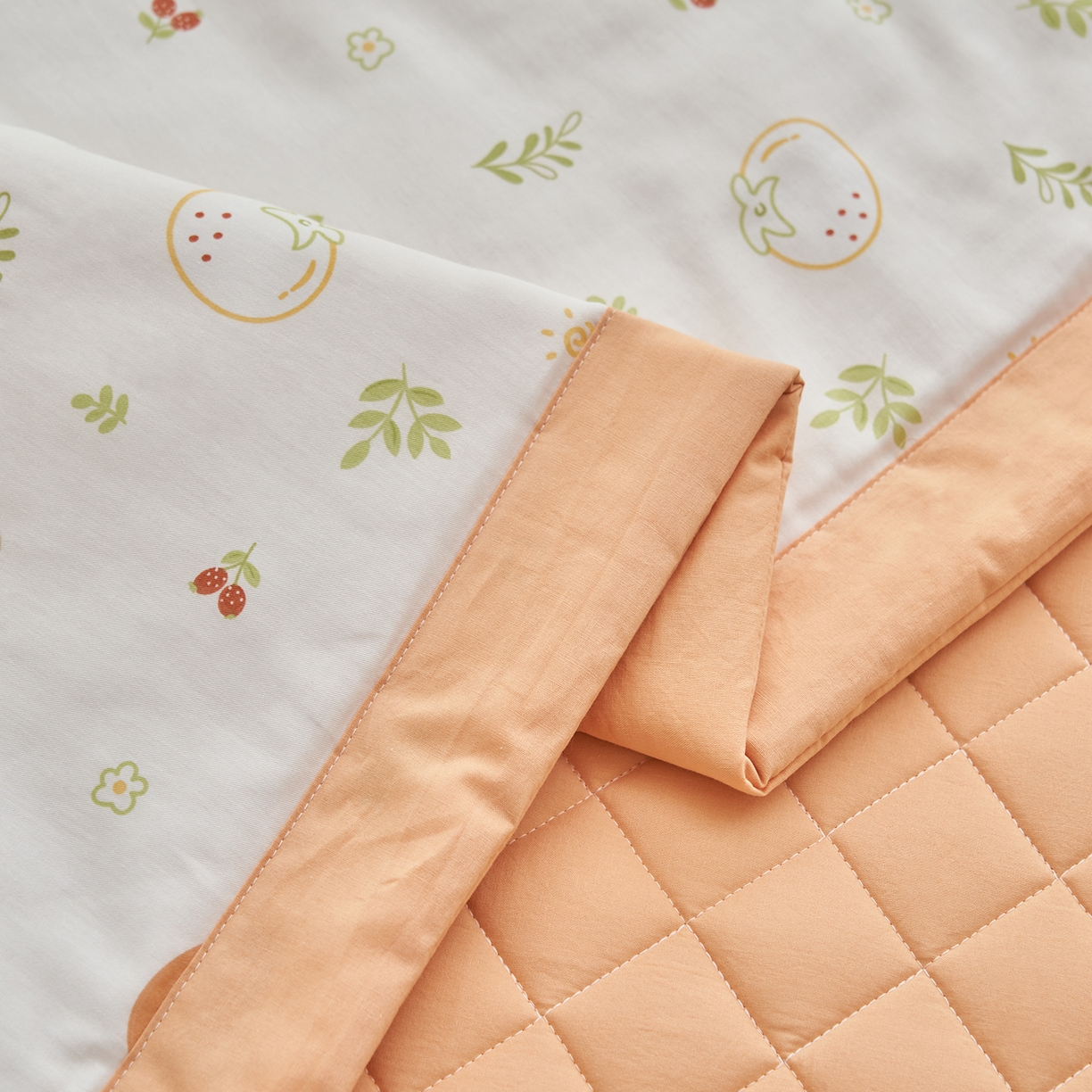 91家纺网 家纺一手货源 找家纺 绒城 2026新款 12868全棉印花棉花夏被四件套 全棉夏被四件套新疆棉花被 - 经典系列 元气小橙