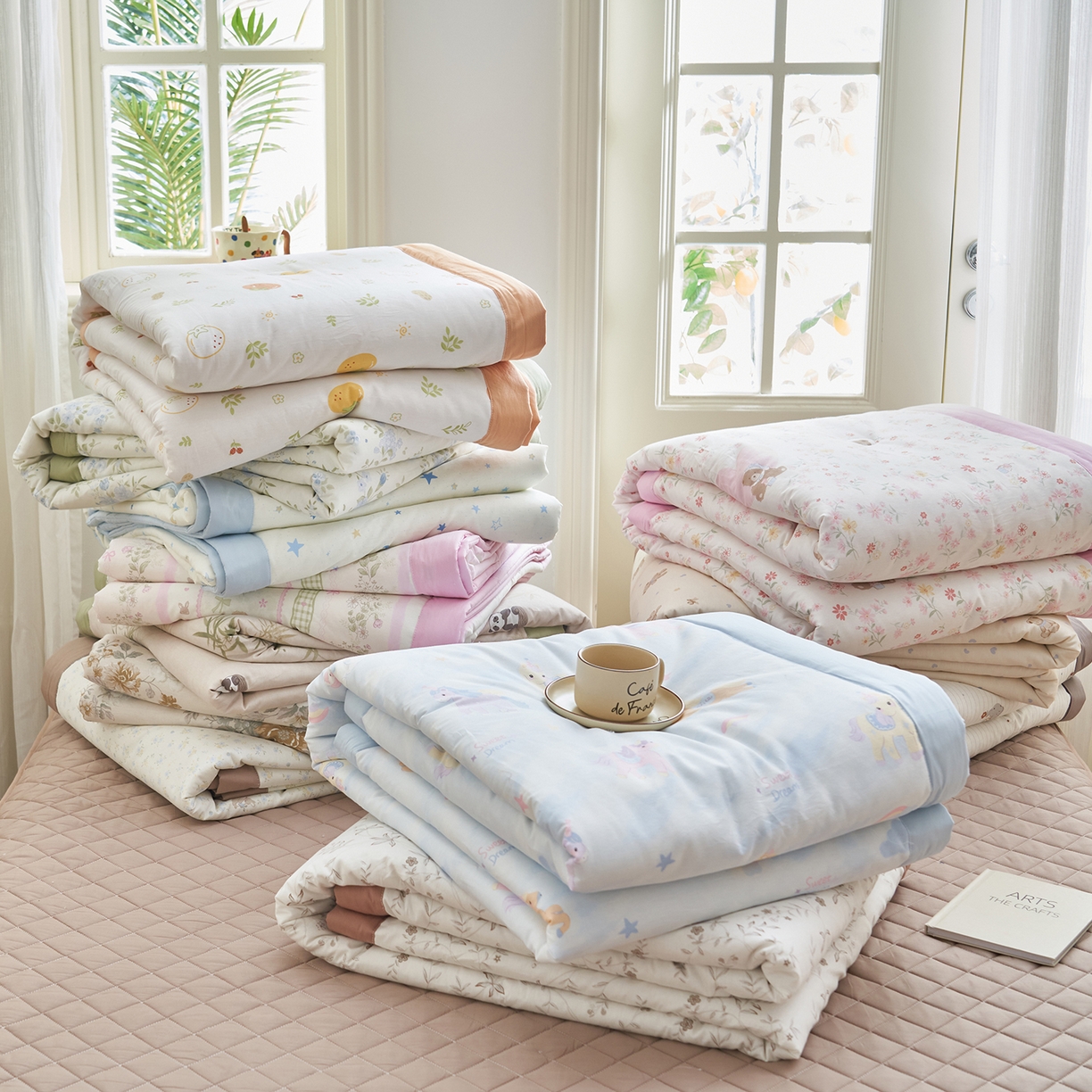 91家纺网 家纺一手货源 找家纺 绒城 2026新款 12868全棉印花棉花夏被四件套 全棉夏被四件套新疆棉花被 - 经典系列 组合（仅参考）