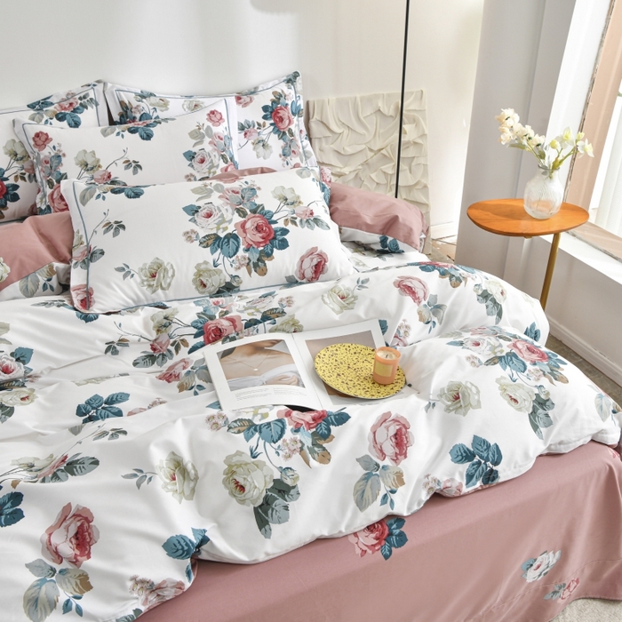 91家纺网 家纺一手货源 找家纺 磨毛世家家纺 206新款铂金凯丽全棉四件套 赫莲娜b粉