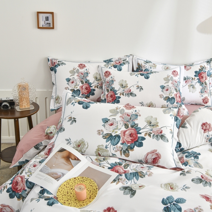 91家纺网 家纺一手货源 找家纺 磨毛世家家纺 206新款铂金凯丽全棉四件套 赫莲娜b粉