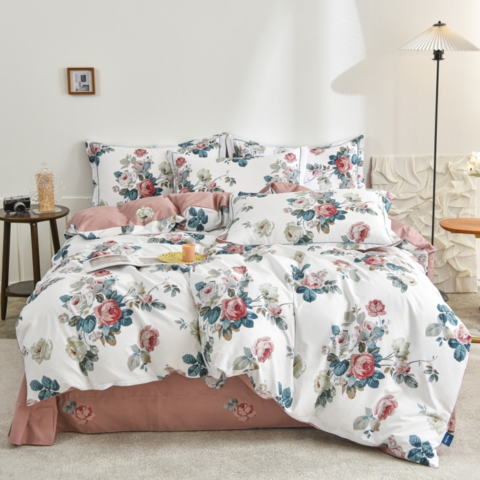 91家纺网 家纺一手货源 找家纺 磨毛世家家纺 206新款铂金凯丽全棉四件套 赫莲娜b粉