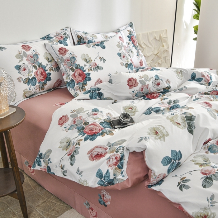 91家纺网 家纺一手货源 找家纺 磨毛世家家纺 206新款铂金凯丽全棉四件套 赫莲娜b粉