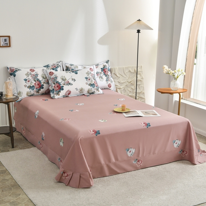 91家纺网 家纺一手货源 找家纺 磨毛世家家纺 206新款铂金凯丽全棉四件套 赫莲娜b粉