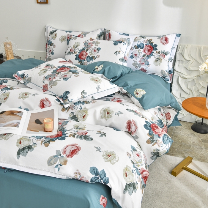 91家纺网 家纺一手货源 找家纺 磨毛世家家纺 206新款铂金凯丽全棉四件套 赫莲娜b蓝