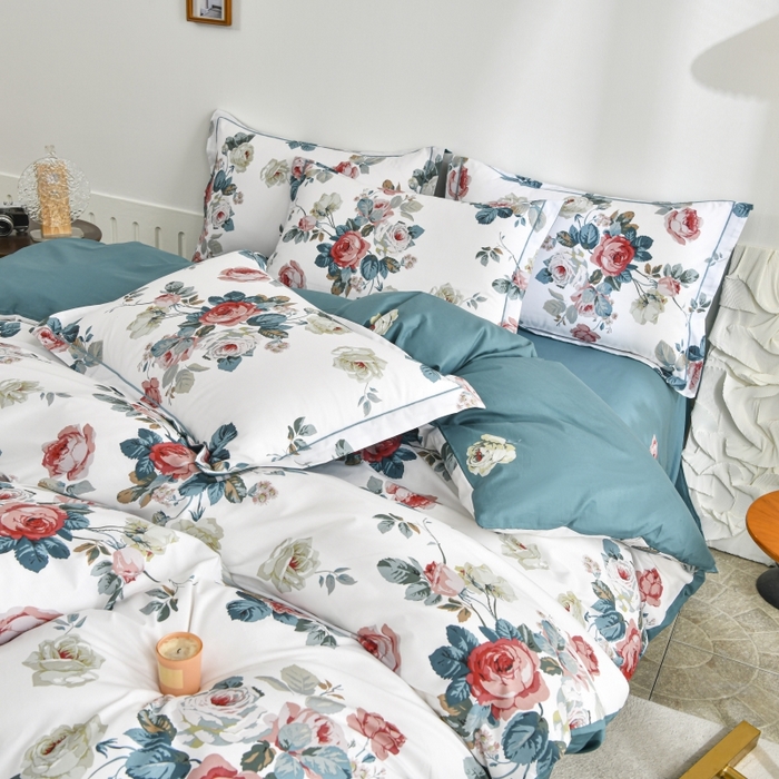 91家纺网 家纺一手货源 找家纺 磨毛世家家纺 206新款铂金凯丽全棉四件套 赫莲娜b蓝