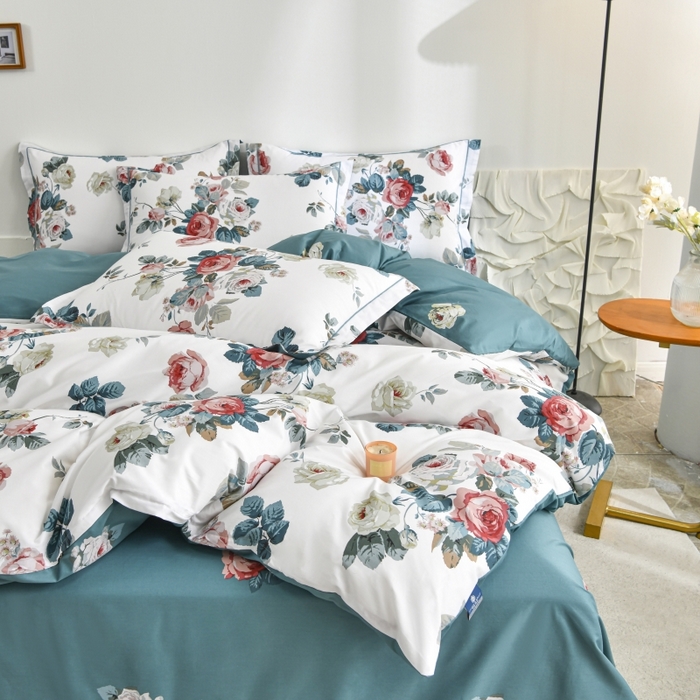 91家纺网 家纺一手货源 找家纺 磨毛世家家纺 206新款铂金凯丽全棉四件套 赫莲娜b蓝