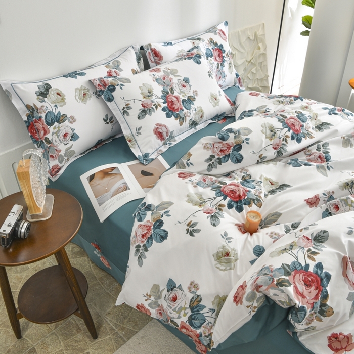 91家纺网 家纺一手货源 找家纺 磨毛世家家纺 206新款铂金凯丽全棉四件套 赫莲娜b蓝