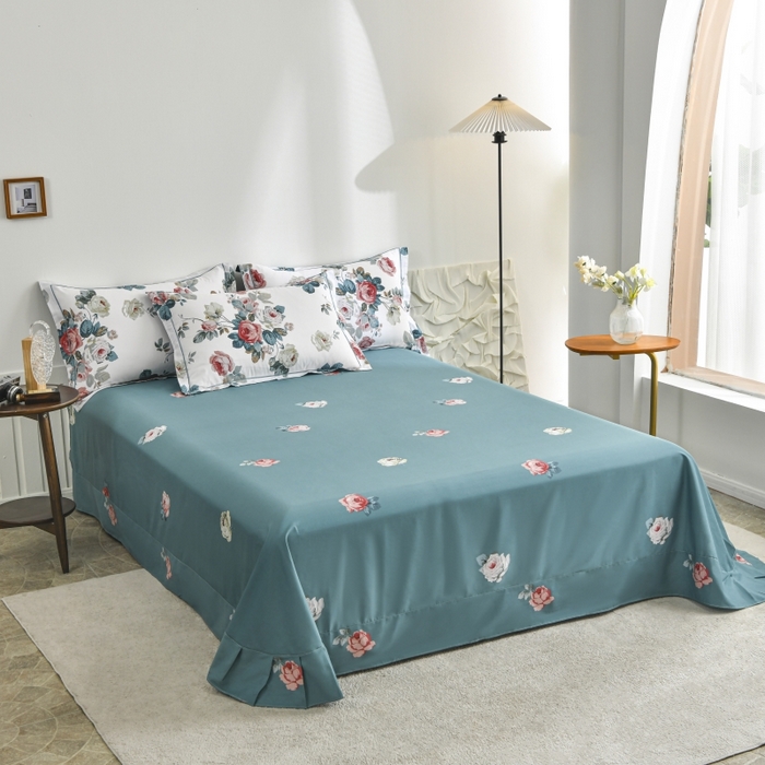 91家纺网 家纺一手货源 找家纺 磨毛世家家纺 206新款铂金凯丽全棉四件套 赫莲娜b蓝