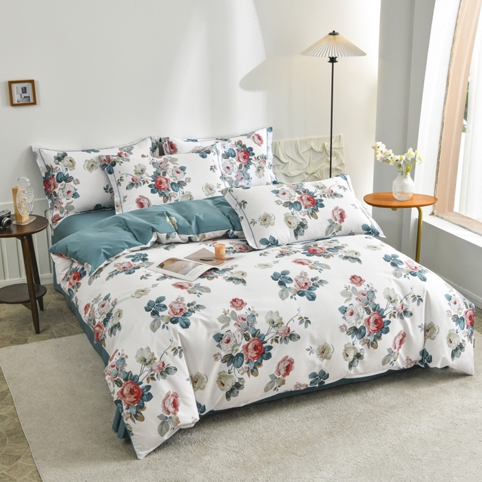 91家纺网 家纺一手货源 找家纺 磨毛世家家纺 206新款铂金凯丽全棉四件套 赫莲娜b蓝