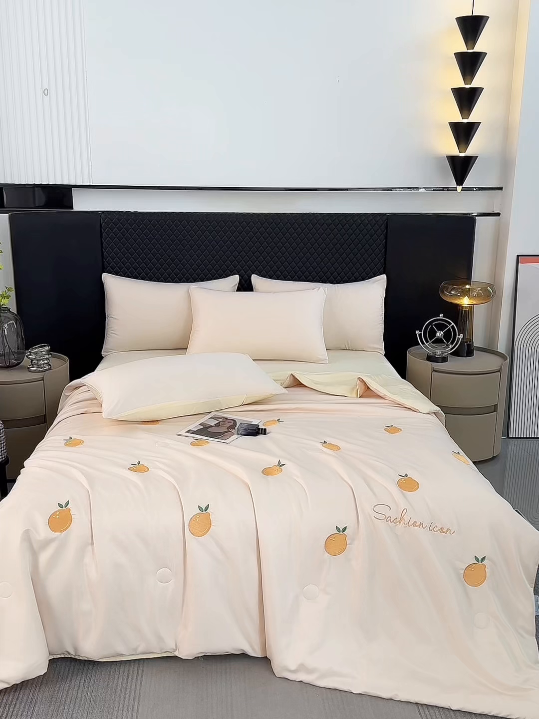 91家纺网 家纺一手货源 找家纺 益多眠 2026新款水洗真丝刺绣夏被夏凉被空调被四件套 橘子-奶白黄