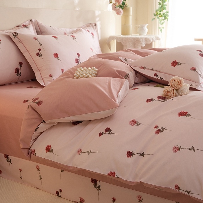 91家纺网 家纺一手货源 找家纺 磨毛世家家纺 206新款铂金凯丽全棉四件套 墨尔本玫瑰