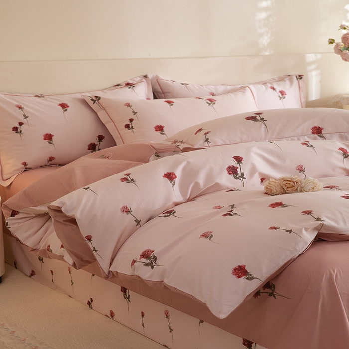 91家纺网 家纺一手货源 找家纺 磨毛世家家纺 206新款铂金凯丽全棉四件套 墨尔本玫瑰