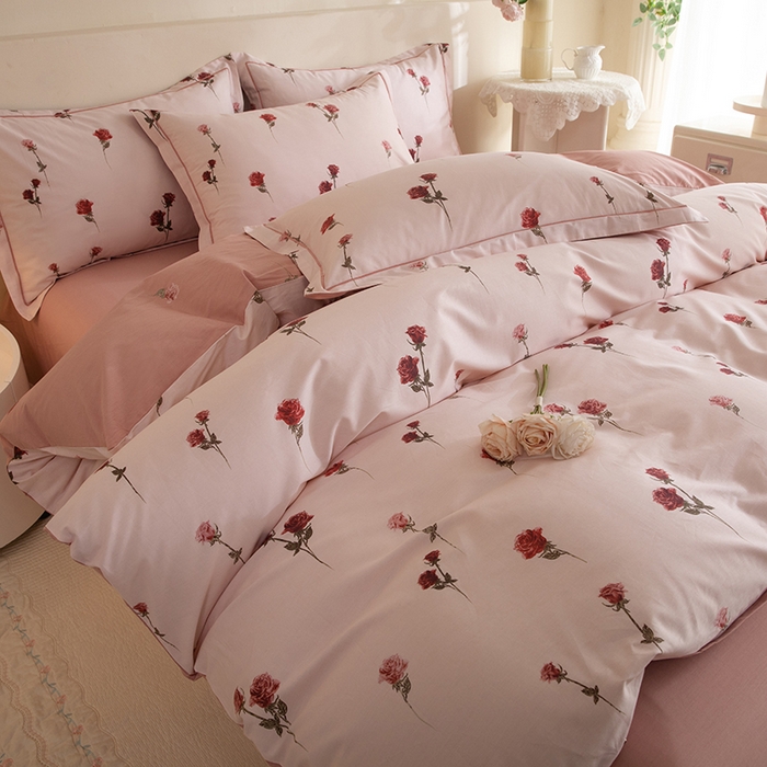 91家纺网 家纺一手货源 找家纺 磨毛世家家纺 206新款铂金凯丽全棉四件套 墨尔本玫瑰