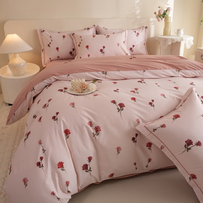 91家纺网 家纺一手货源 找家纺 磨毛世家家纺 206新款铂金凯丽全棉四件套 墨尔本玫瑰