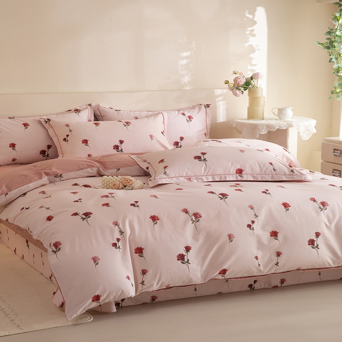 91家纺网 家纺一手货源 找家纺 磨毛世家家纺 206新款铂金凯丽全棉四件套 墨尔本玫瑰