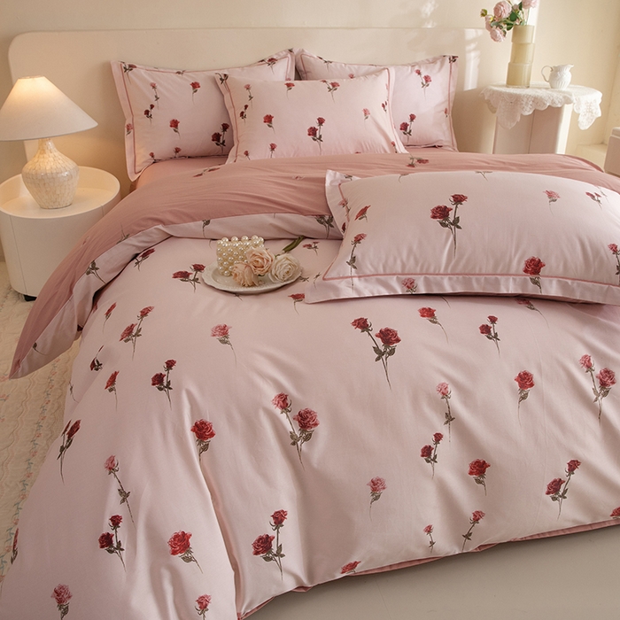 91家纺网 家纺一手货源 找家纺 磨毛世家家纺 206新款铂金凯丽全棉四件套 墨尔本玫瑰