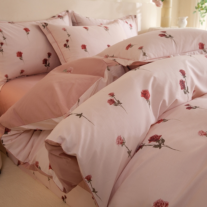 91家纺网 家纺一手货源 找家纺 磨毛世家家纺 206新款铂金凯丽全棉四件套 墨尔本玫瑰