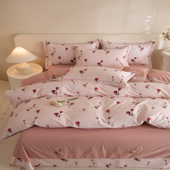 91家纺网 家纺一手货源 找家纺 磨毛世家家纺 206新款铂金凯丽全棉四件套 墨尔本玫瑰