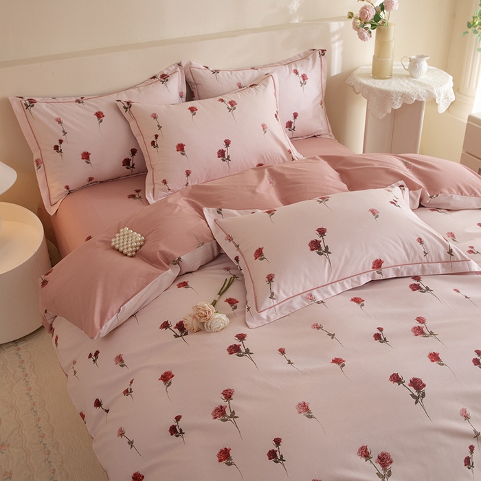 91家纺网 家纺一手货源 找家纺 磨毛世家家纺 206新款铂金凯丽全棉四件套 墨尔本玫瑰