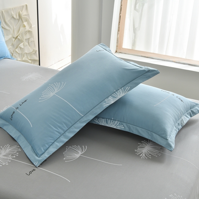 91家纺网 家纺一手货源 找家纺 磨毛世家家纺 206新款铂金凯丽全棉四件套 蒲公英之恋-蓝