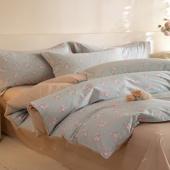 91家纺网 家纺一手货源 找家纺 磨毛世家家纺 206新款铂金凯丽全棉四件套 小巷人家-绿