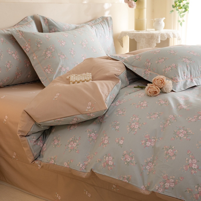 91家纺网 家纺一手货源 找家纺 磨毛世家家纺 206新款铂金凯丽全棉四件套 小巷人家-绿