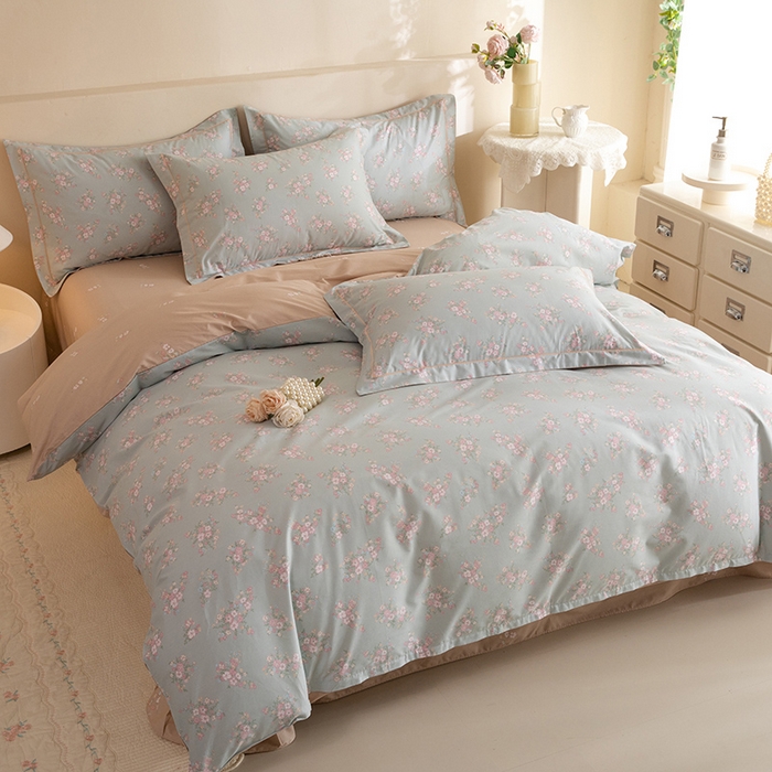 91家纺网 家纺一手货源 找家纺 磨毛世家家纺 206新款铂金凯丽全棉四件套 小巷人家-绿